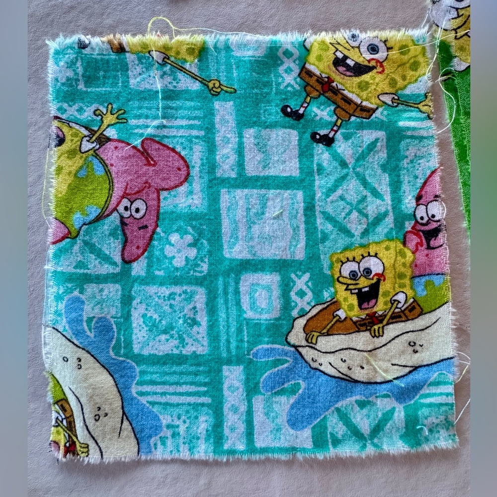 SpongeBob 2002 Vintage Cotton Fabric Blocks and Remnants - Picture 8 of 15